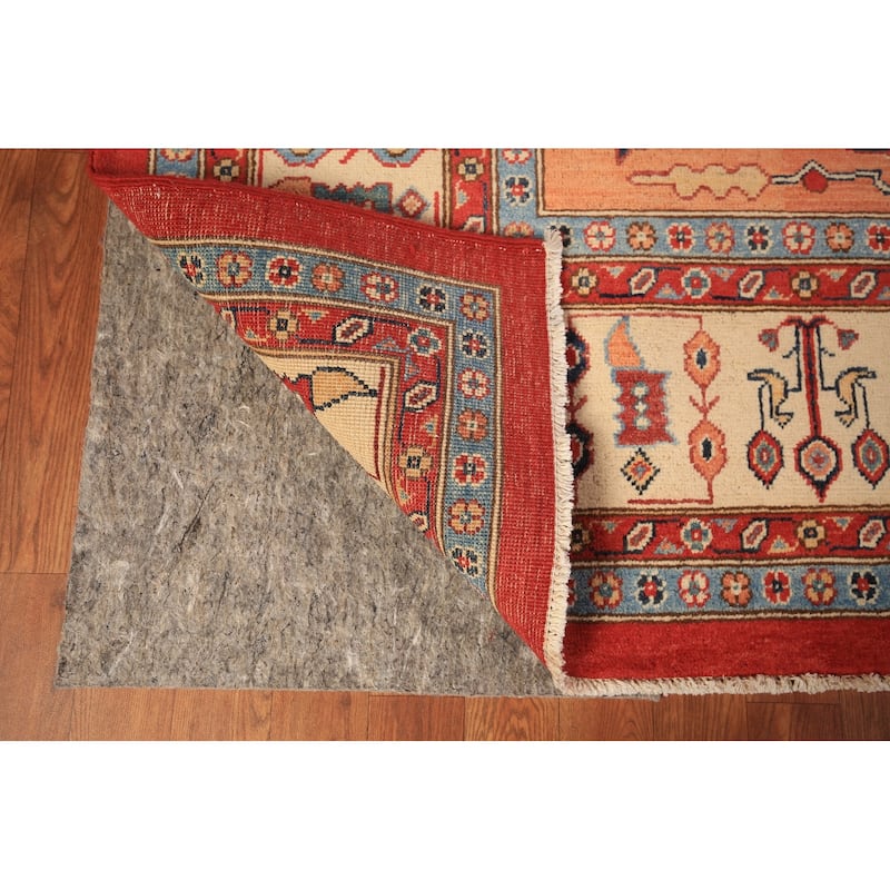 Geometric Heriz Serapi Vegetable Dye Area Rug Hand-Knotted Wool Carpet - 8'11" x 11'11"