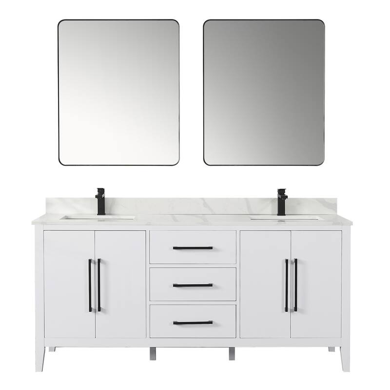 Altair Laurel Bath Vanity with Calacatta White Quartz Stone Countertop with Mirror