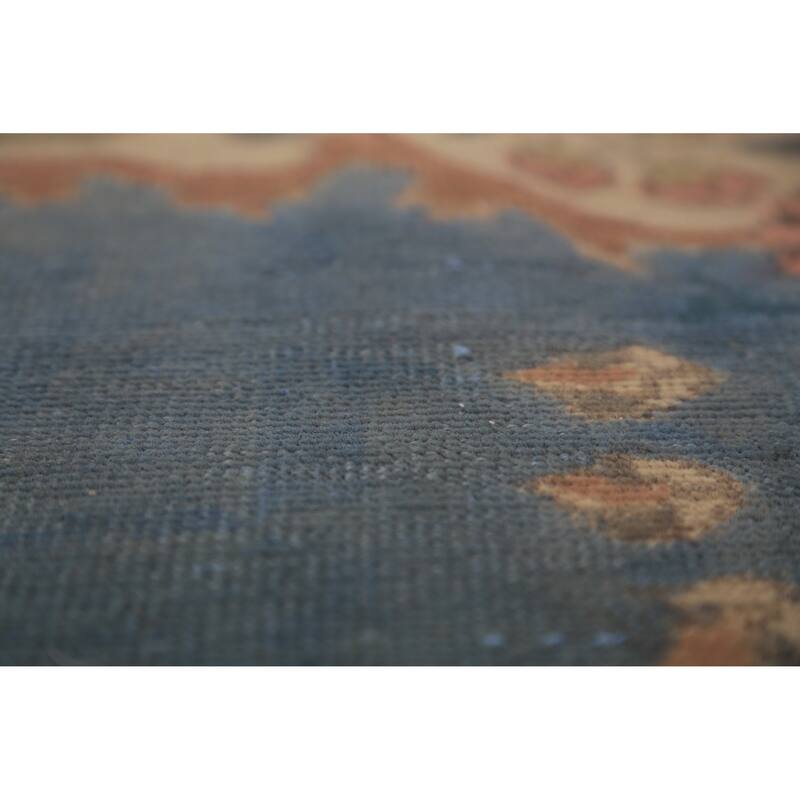 Floral Medallion Tabriz Persian Area Rug Blue Handmade Wool Carpet - 9'5"x 12'5"