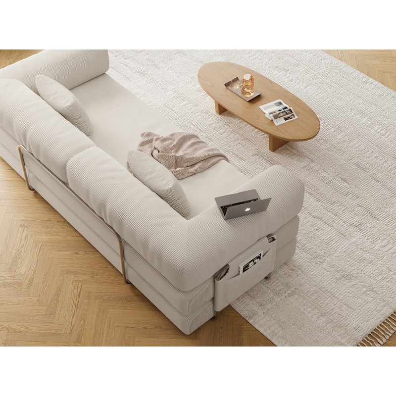 78.8" Floor Standing Sofa Bed Arm Comfort Sofa Bed, Convertible Pudding Block Sofa