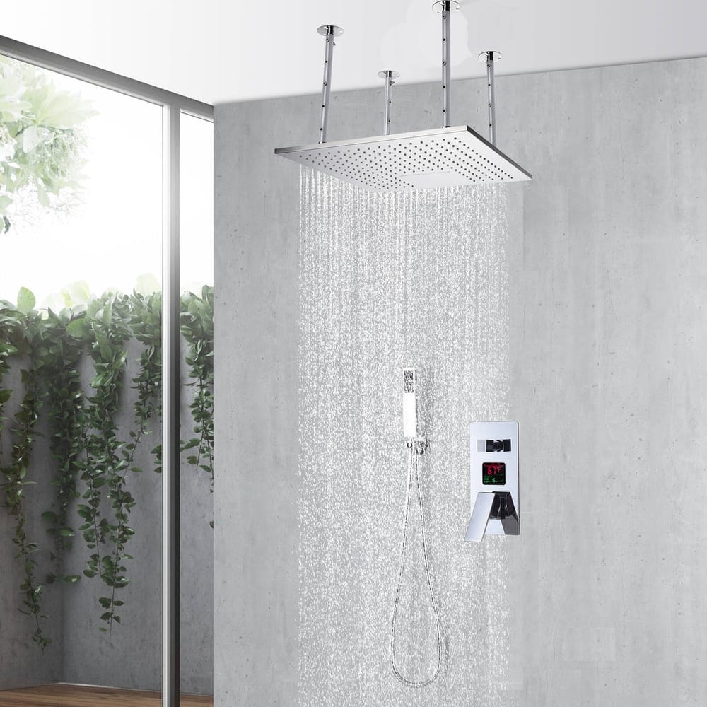 20inch ceiling mount rainfall waterfall shower systems 3 way Digital display pressure balance shower faucet - 7'6" x 10'9"
