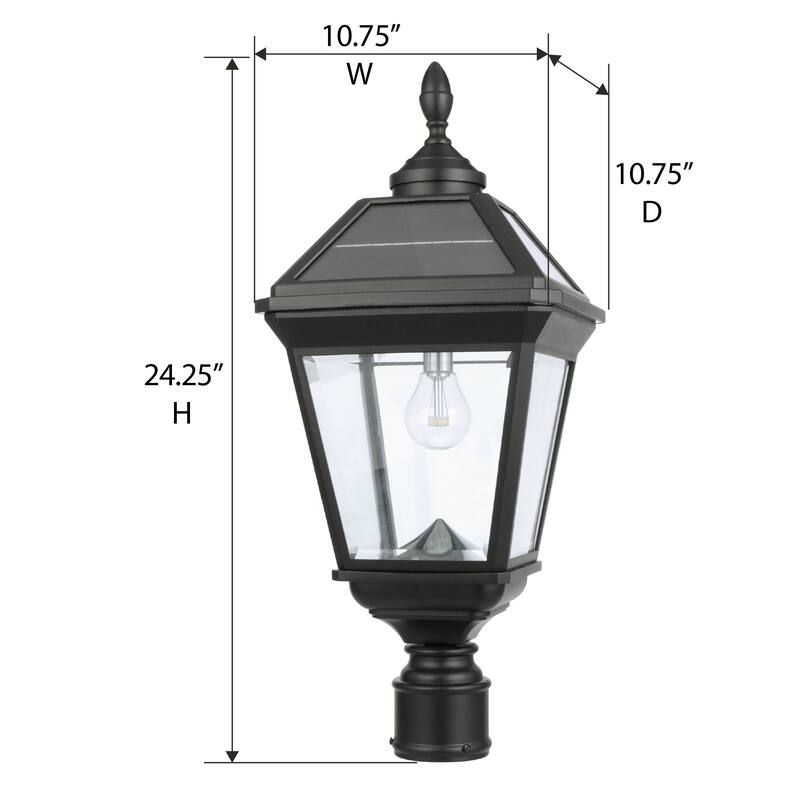 Gama Sonic Imperial Bulb Solar Warm White LED Post Light w/ 3" Fitter