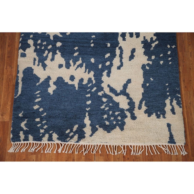 Abstract Moroccan Indian Area Rug Hand-Knotted Wool Carpet - 4'11"x 7'9"