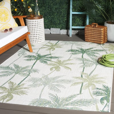 SAFAVIEH Courtyard Plony Indoor/Outdoor Tropical Rug - 4' x 5'7"