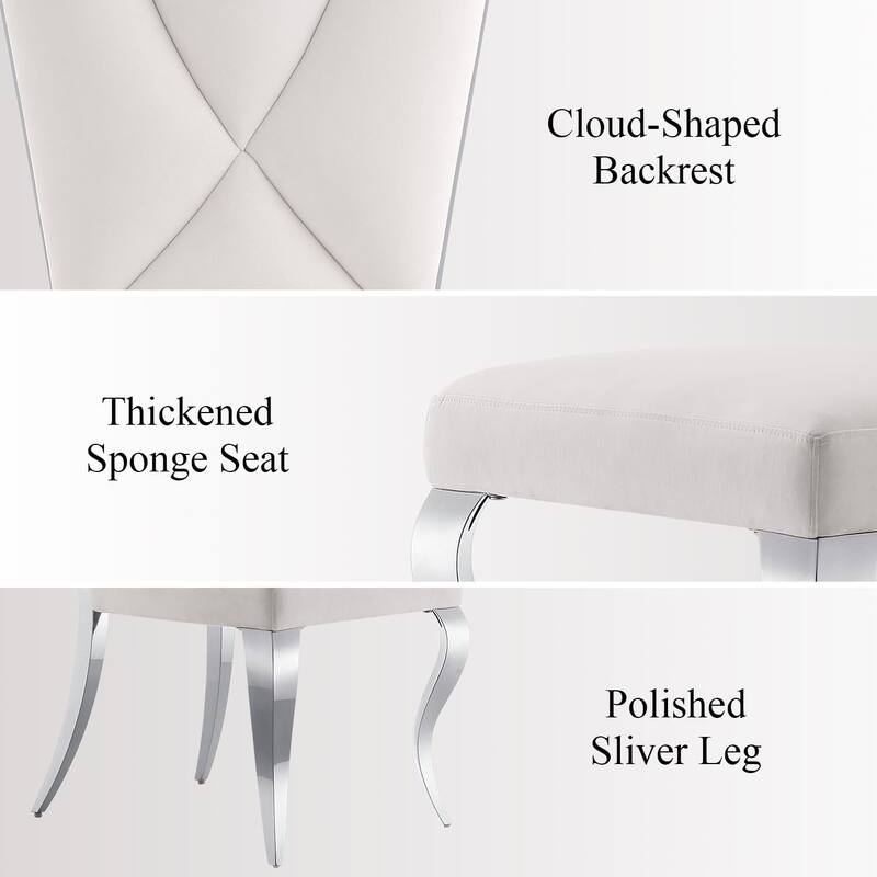 Luxury Velvet Upholstered Dining Room Chairs with Shell-Shaped Back and Stainless Steel Legs