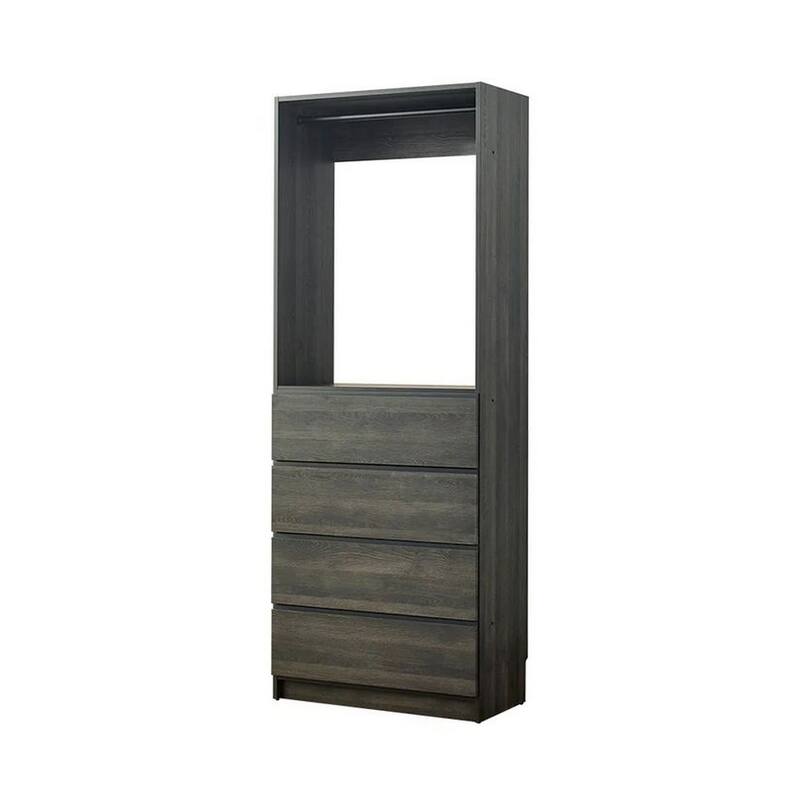 Dee Modular Closet System, 1 Metal Hanging Rod and 4 Drawers, Black Finish
