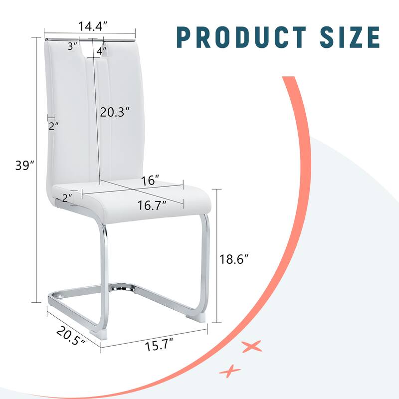 Set Of 4 White PU Material Bow-Shaped Chairs - Adding Fashion To Minimalist And Contemporary Home Styles