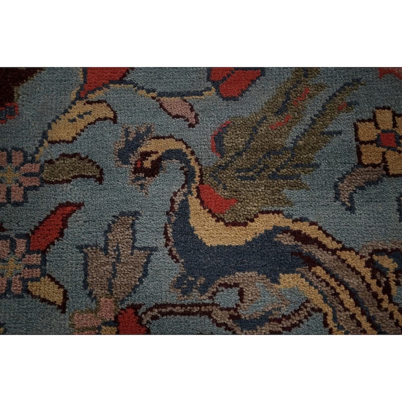 Hunting Animals Blue Ziegler Oriental Area Rug Handmade Wool Carpet - 9'0"x 11'11"