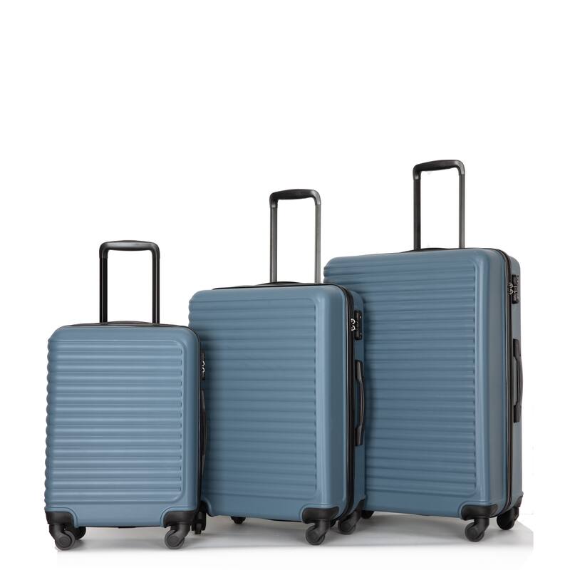 3 Piece Luggage Sets ABS Lightweight Suitcase with Two Hooks, Spinner ...