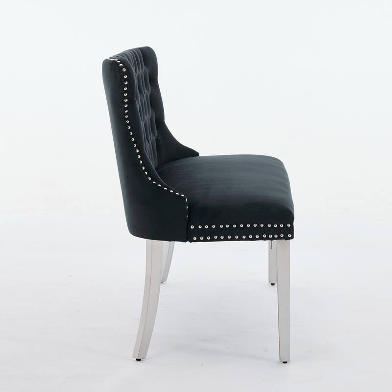 Velvet Double Dining Loveseat Bench, Kitchen & Dining Seating, 2-Seat Tufted Bench w/Handmade Buttons, Wing Back