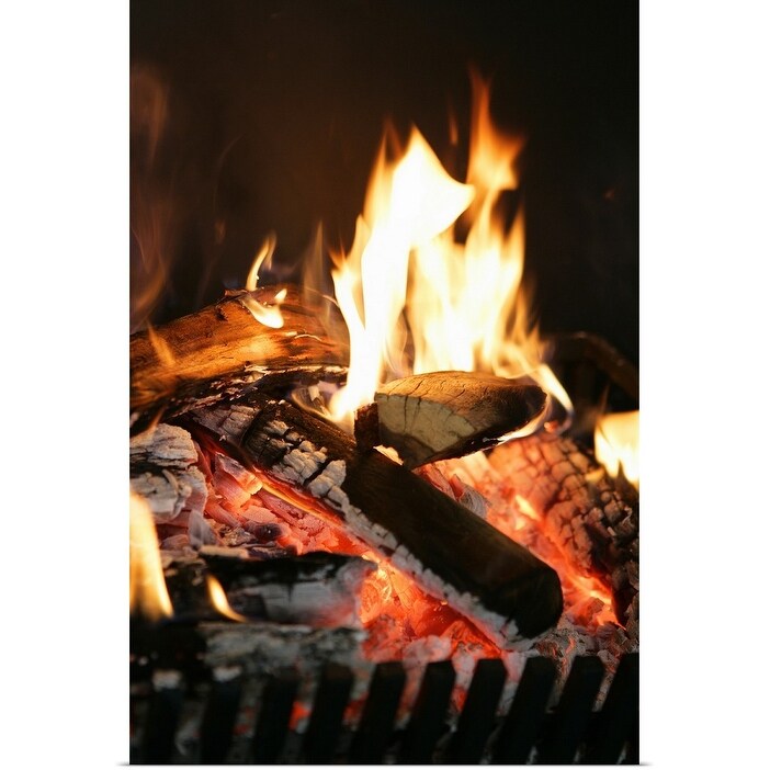 Shop Burning Logs In Fireplace Poster Print Overstock 25517244