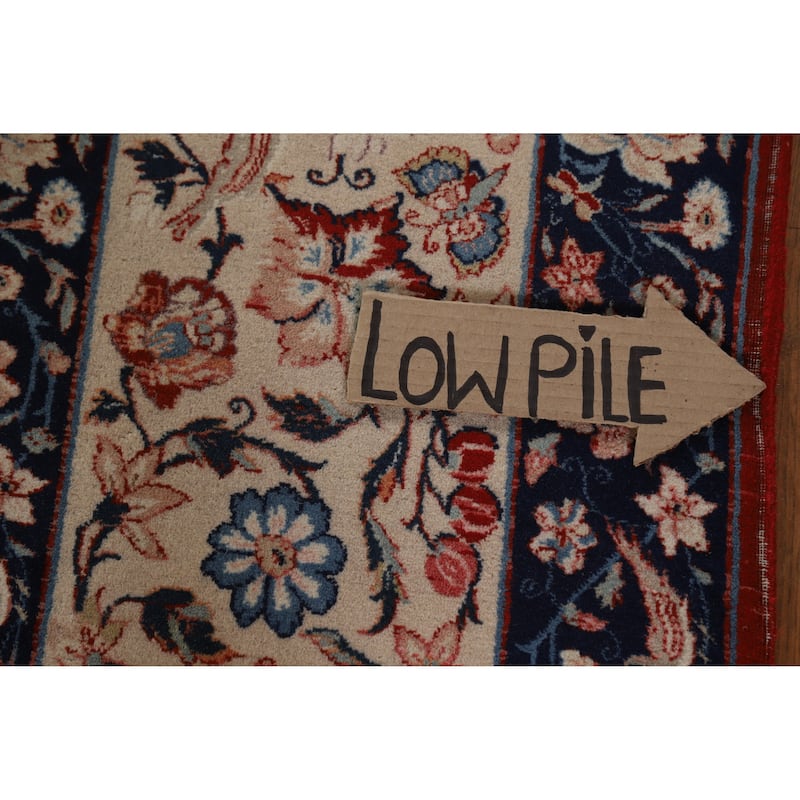Hand Knotted Oriental 100% Wool Carpet Traditional All-Over Beige & Ivories Isfahan Area Rug - 12' 0'' X 8' 3''