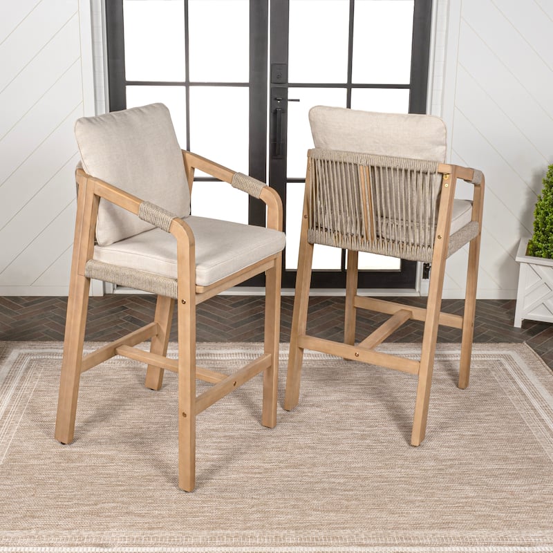 Outdoor Bar Stool with Cushions & Armrests, (Set of 2) by JONATHAN Y