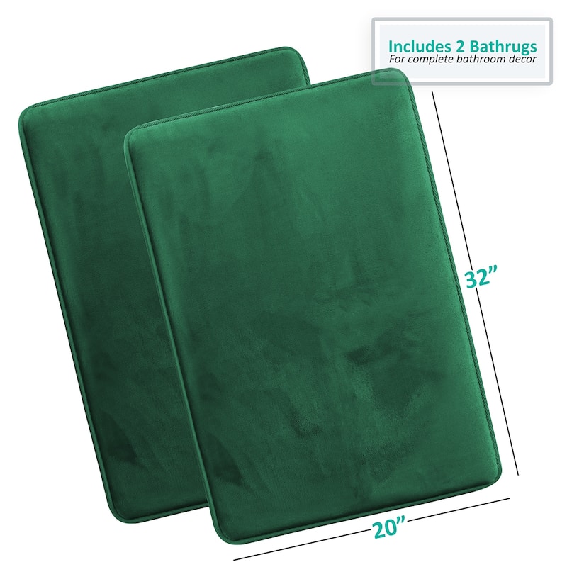 Clara Clark Ultra Soft Plush Bathroom Rug - Non-Slip, Velvet, Memory Foam Bath Mat - Set of 2