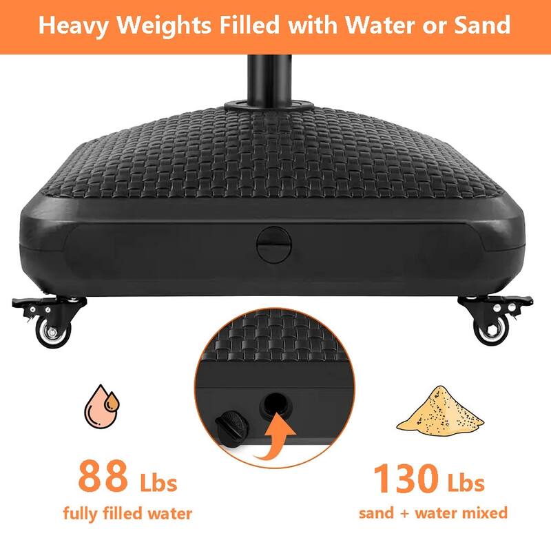 Maypex 80 lbs. HDPE Mobile Patio Umbrella Base Black
