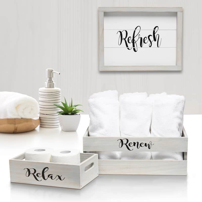 Elegant Designs Three Piece Decorative Wood Bathroom Set