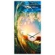 preview thumbnail 2 of 13, Designart 'Colored Ocean Waves Falling Down' Oversized Coastal Wall CLock