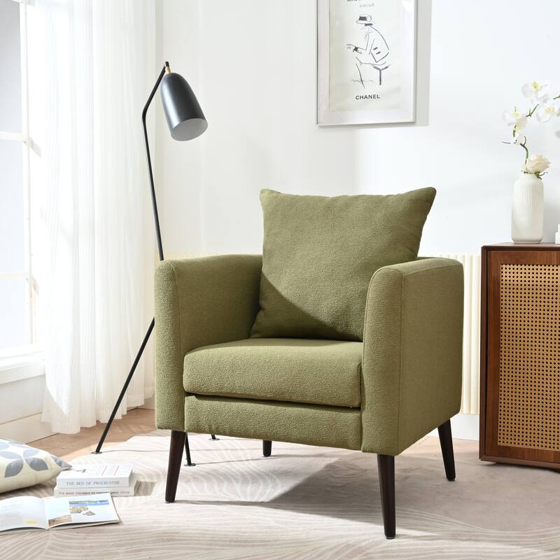 Accent Chair,Fabric Armchair Club Chair,Arm Chair with Solid Wood Legs,Waist Pillow,Padded Single Chair for Living Room