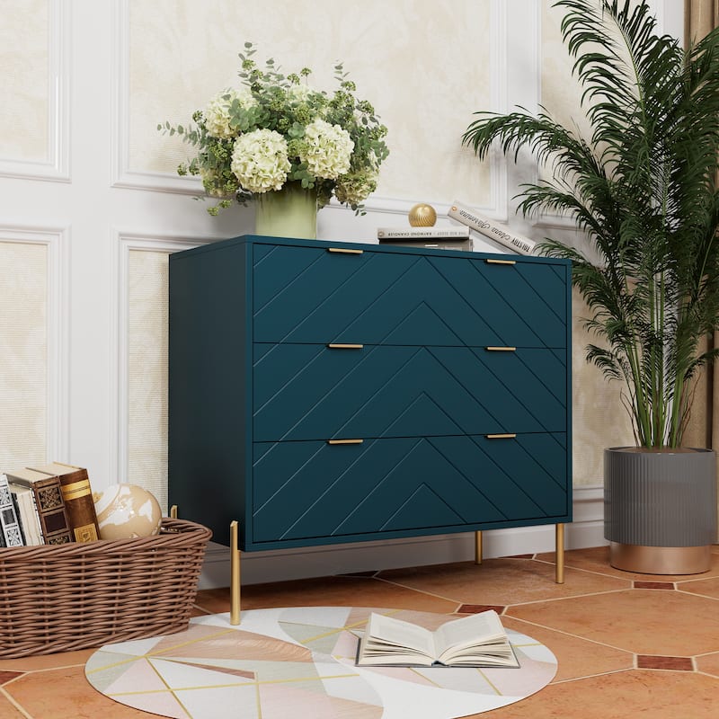 Clihome 3-Drawer Storage Chest Dresser for Bedroom