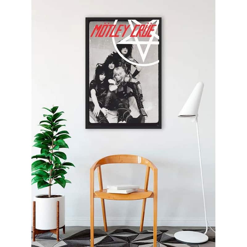 Motley Crue with Pentagram Framed Poster - 24 x 36 Inch