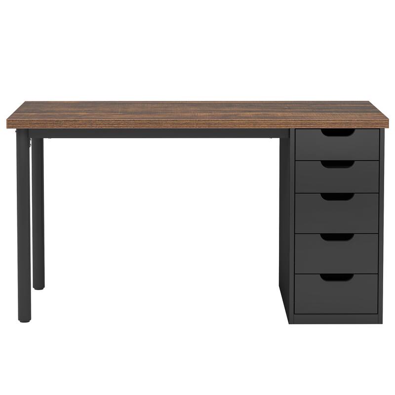 Modern Vanity Desk with 5 Reversible Drawers, Multiple Storage Makeup Desk, Christmas Gift for Home Use