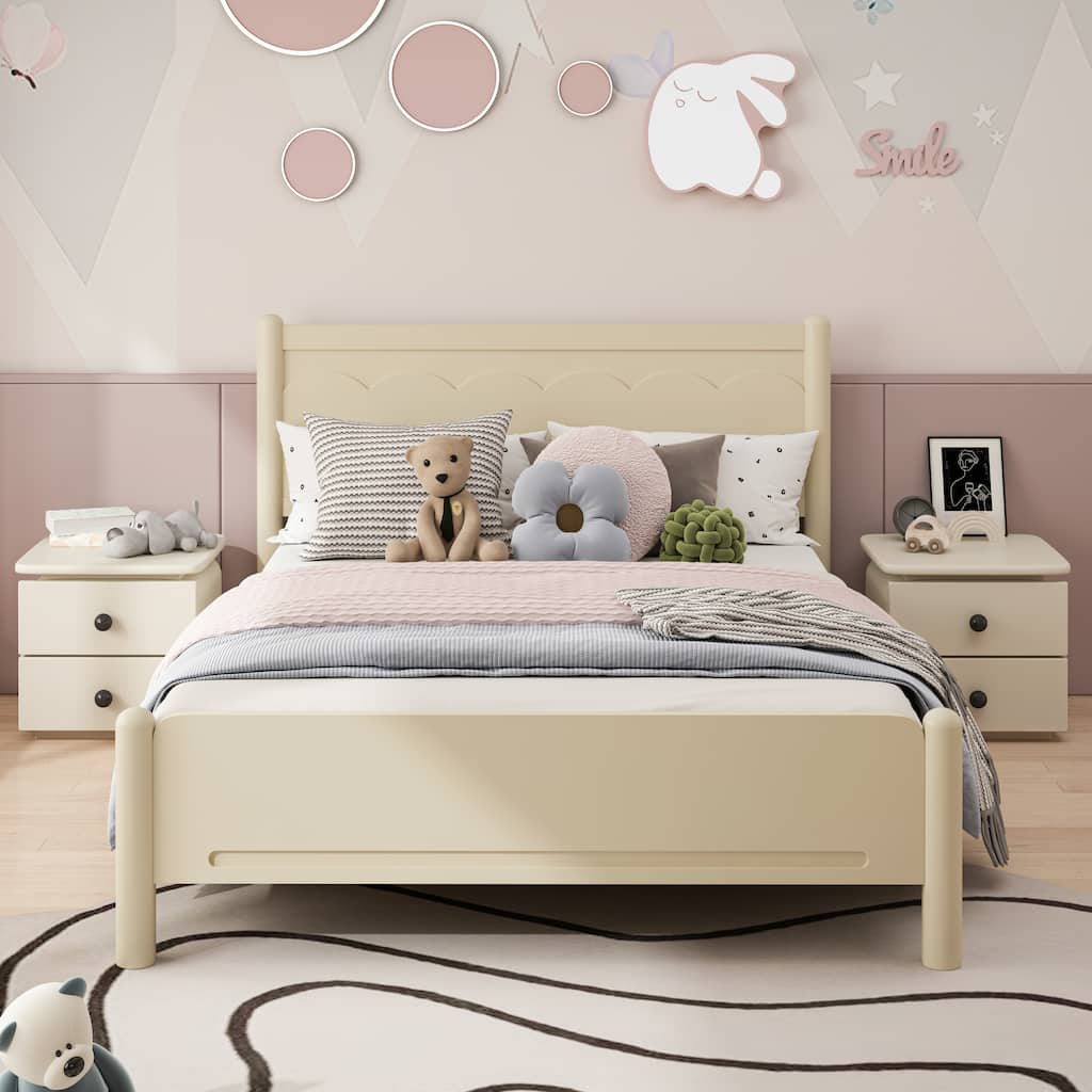 Queen Size Wood Platform Bed Frame with Headboard