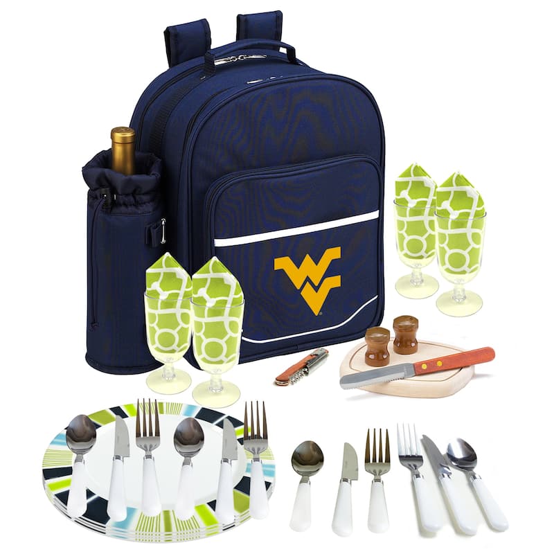 NCAA West Virginia Mountaineers Picnic Backpack Equipped for Four