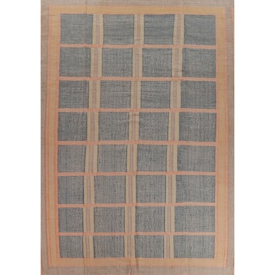 Vegetable Dye Modern Kilim Turkish Area Rug Flatweave Jute Carpet - 10'6" x 12'10"