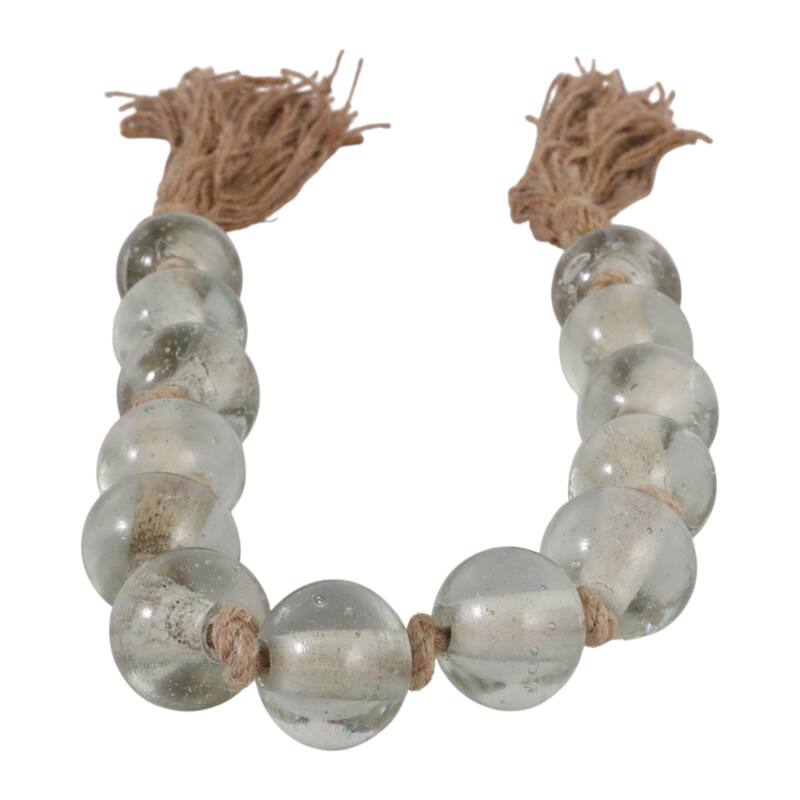 Glass Bead Garland Jute Tassels Modern Handcrafted Accent Strand