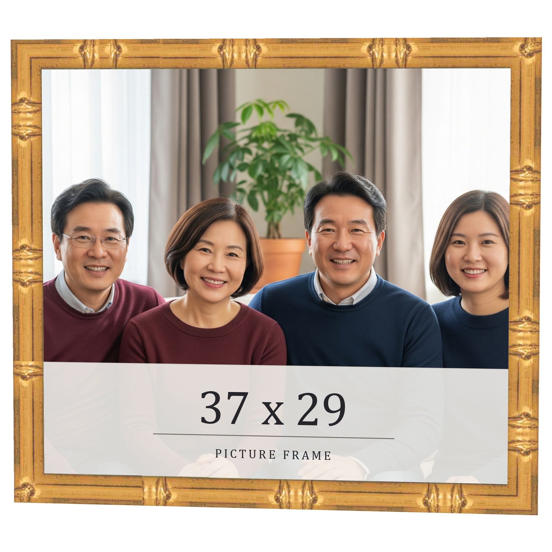 37x29 Frame Gold Bamboo Solid Wood Picture Frame | 1 Inch Moulding