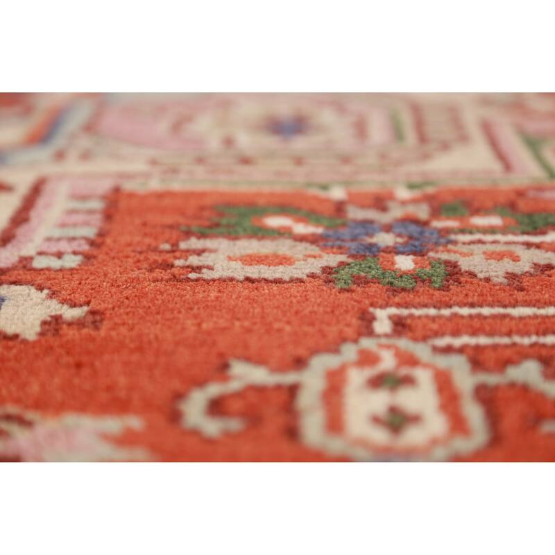 Hand Knotted Oriental 100% Wool Carpet Traditional Medallion Oranges & Rust Heriz (serapi) Area Rug - 9' 10'' X 8' 0''