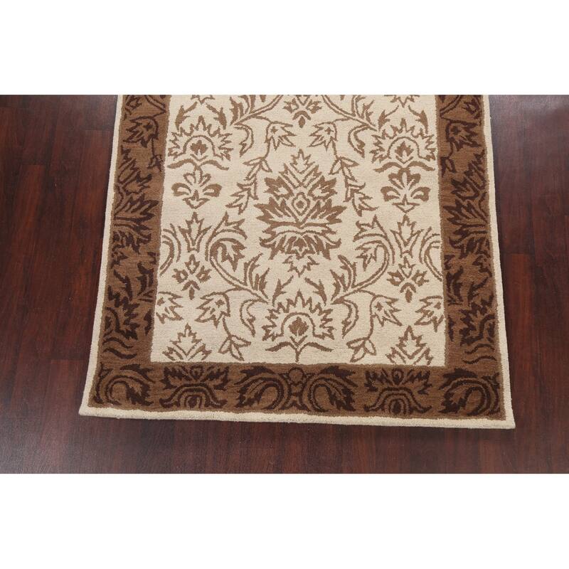 Floral Oriental Foyer Area Rug Wool Hand-tufted Traditional Carpet - 5'0" x 8'0"