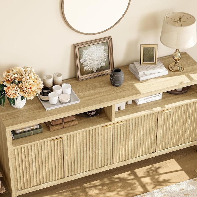 Modern Accent 65.8" Fluted Sideboard Cabinet, TV Stand for Living Room, Entryway - N/A