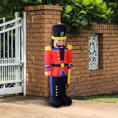 HOMCOM 6 ft. Christmas Inflatable Nutcracker Soldier, Outdoor Blow-Up Holiday Yard Decoration with LED Lights Display