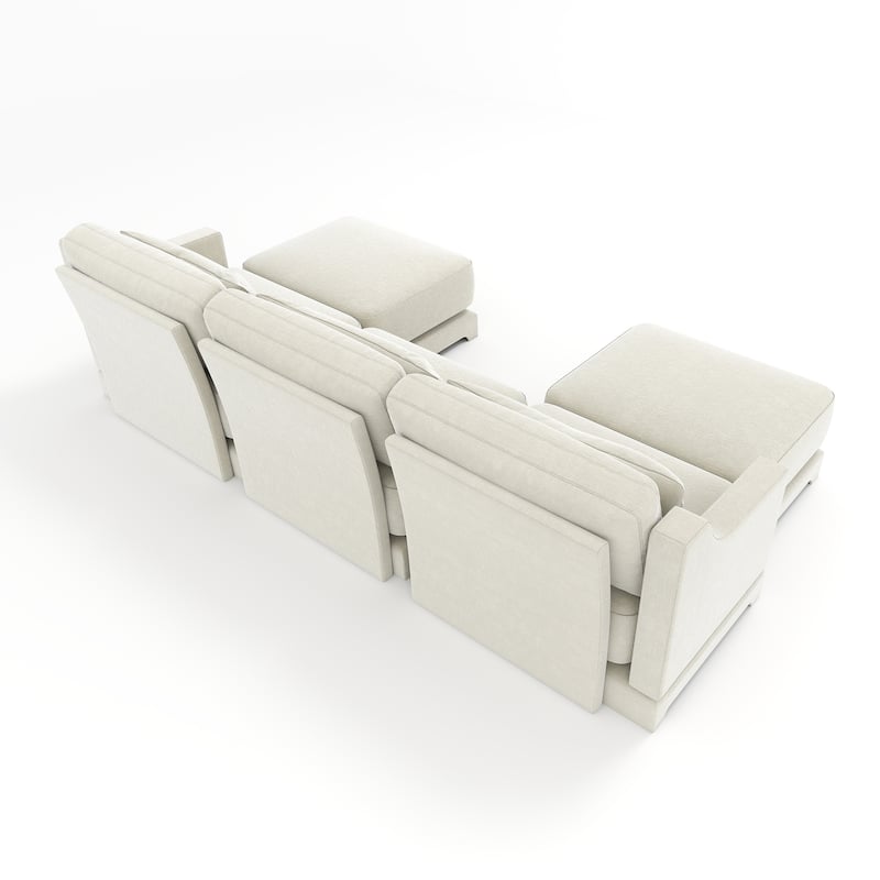 GDFStudio- Isolde Chenille Three-Seater Sofa with 2 Ottoman