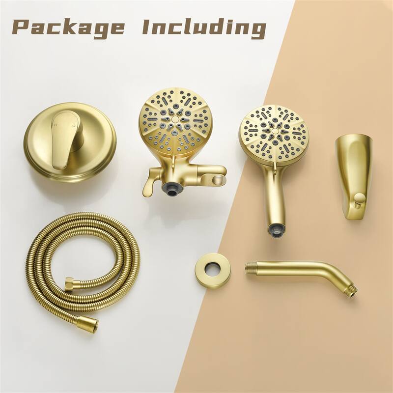 Wall Mounted High Pressure Shower System with Tub Spout Shower Faucet with Rain Shower Head and Handheld Spray
