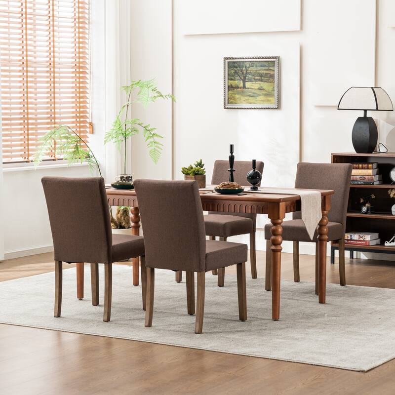 Upholstered Modern Dining Chairs, Linen Fabric Side Chairs Set of 2