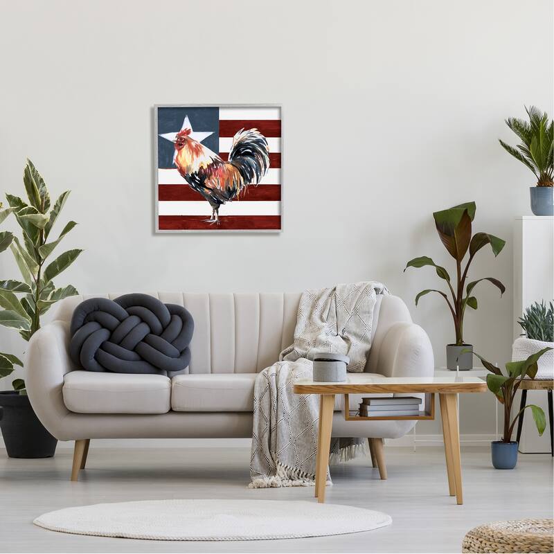 Stupell Americana Rooster Single Star United States Flag Framed Wall Art - Red