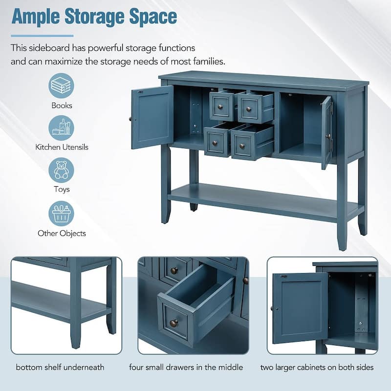 46 "W Modern Vintage Storage Dresser with Four Small Drawers and Bottom Shelf