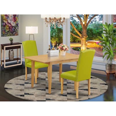 Art Nouveau Dining Set - 3Pc Rectangular Table w/ Butterfly Leaf & 2 Parsons Chairs - Autumn Green
