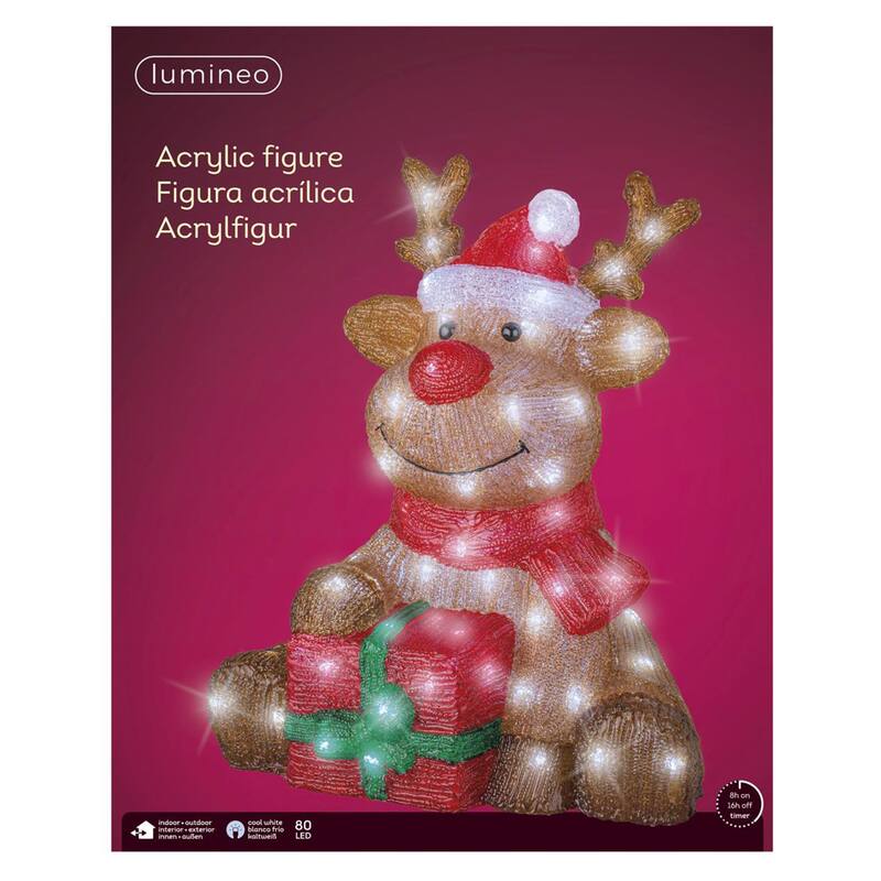 Lumineo LED Cool White Reindeer 18 in. Yard Decor - Brown