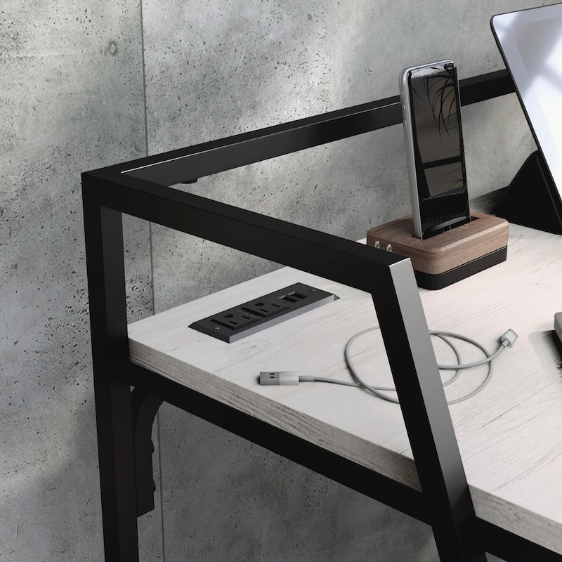 Meard Industrial 49-inch Steel Computer Desk with USBs by Furniture of America