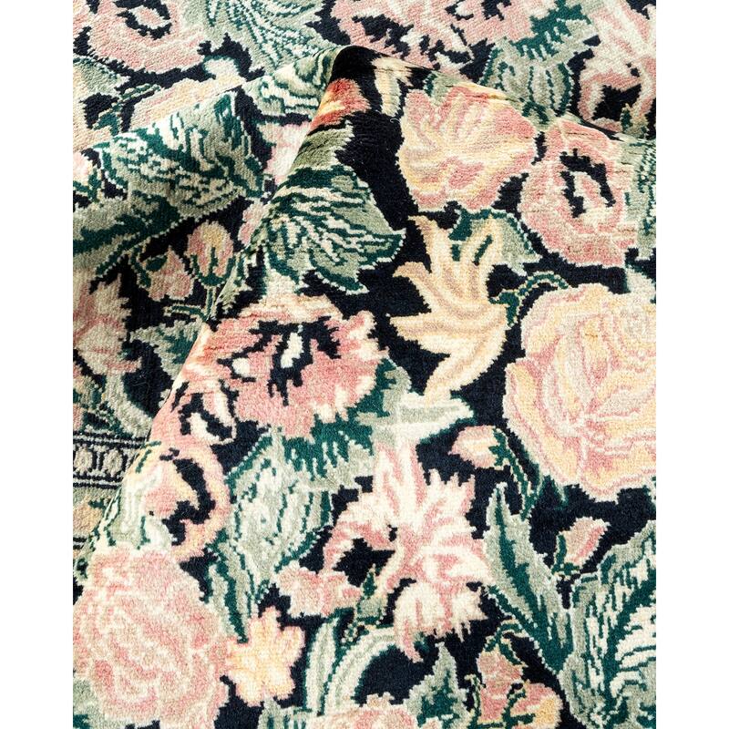 Overton Hand Knotted Wool Traditional Oriental Black Area Rug - 12' x 18'