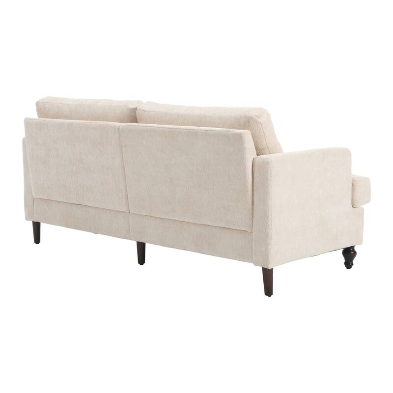 Chenille Fabric Loveseat Sofa, 2-Seater Sofa Couch with Extra Deep Seats, Upholstered Lounge Sofa with Wood Legs