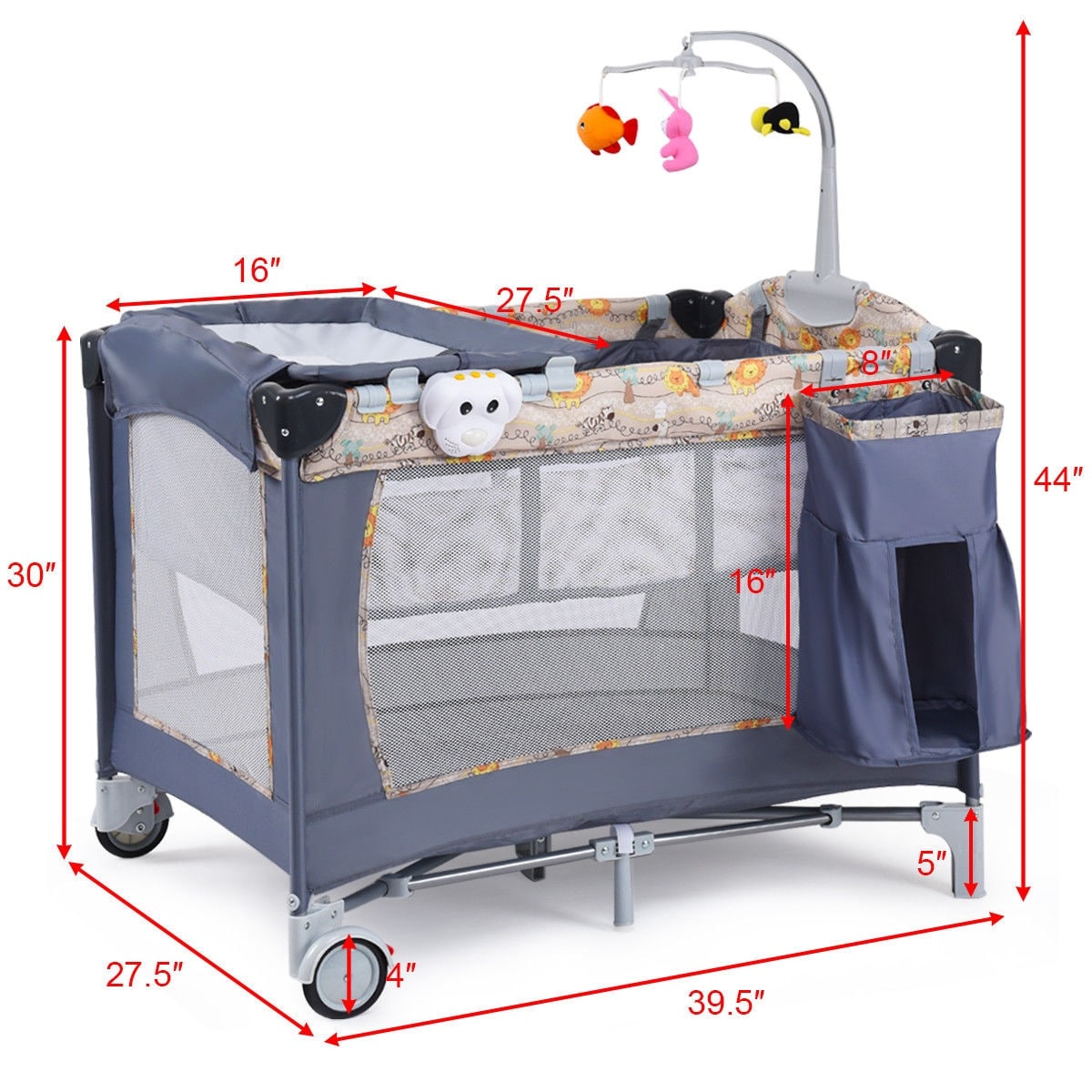 costway foldable baby crib