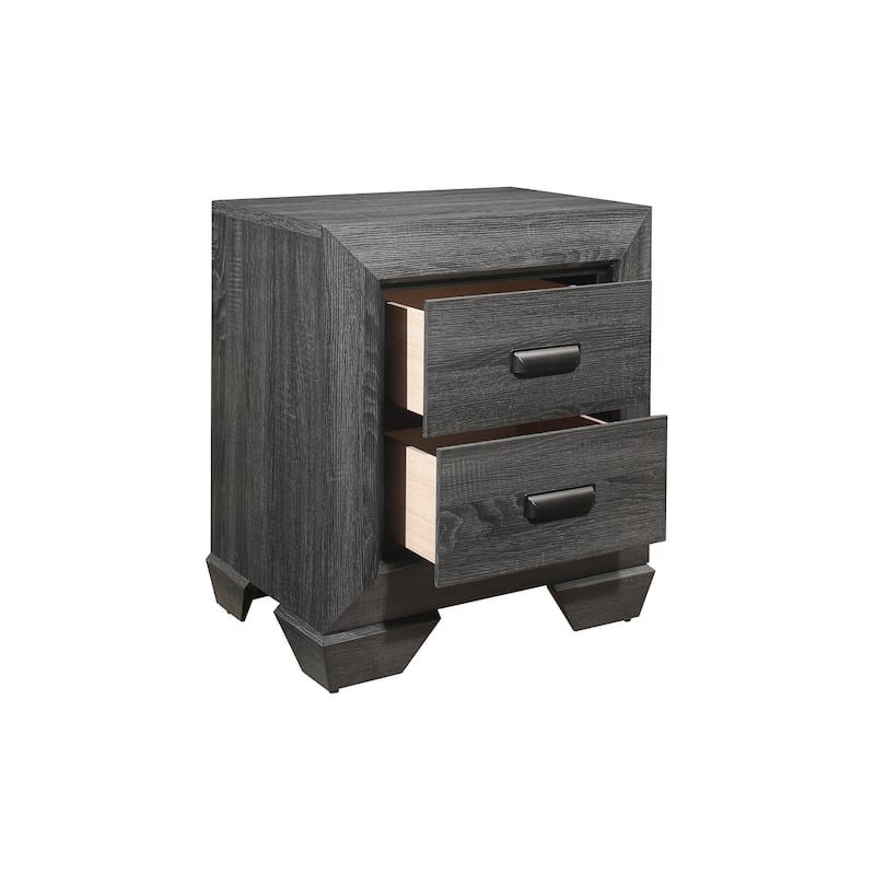 Valli 5 Piece Gray Modern Rustic Panel Bedroom Set