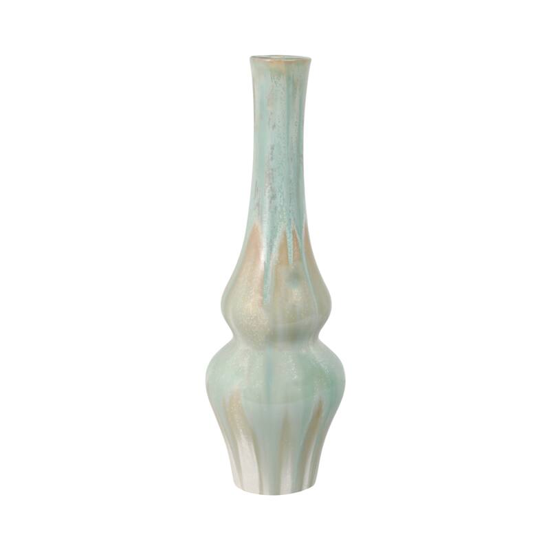 Stoneware Ceramic Vase Tall Sculptural Silhouette Glazed Finish Modern