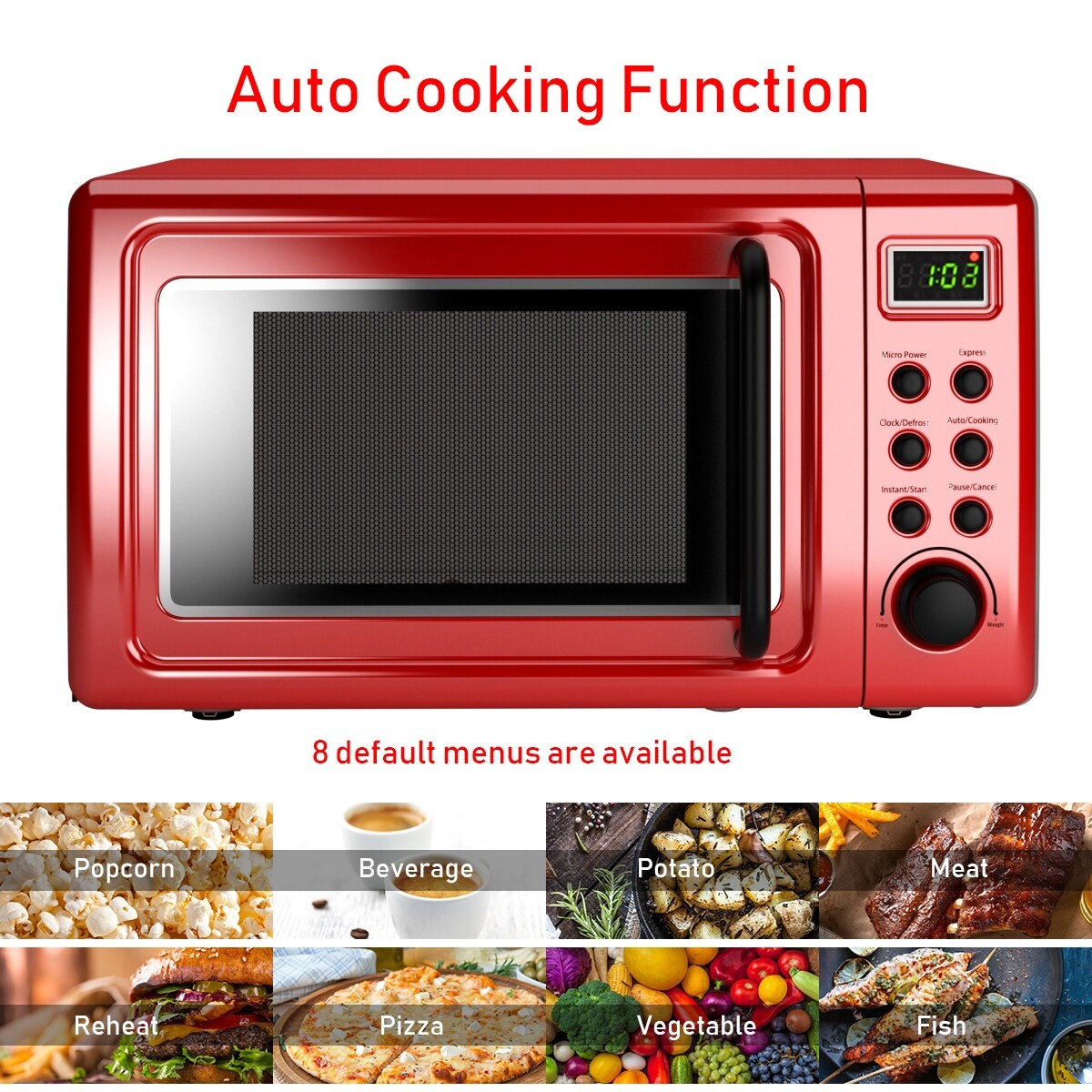 Costway 0.7Cu.ft Retro Countertop Microwave Oven 700W LED Display - On Sale  - Bed Bath & Beyond - 29548773