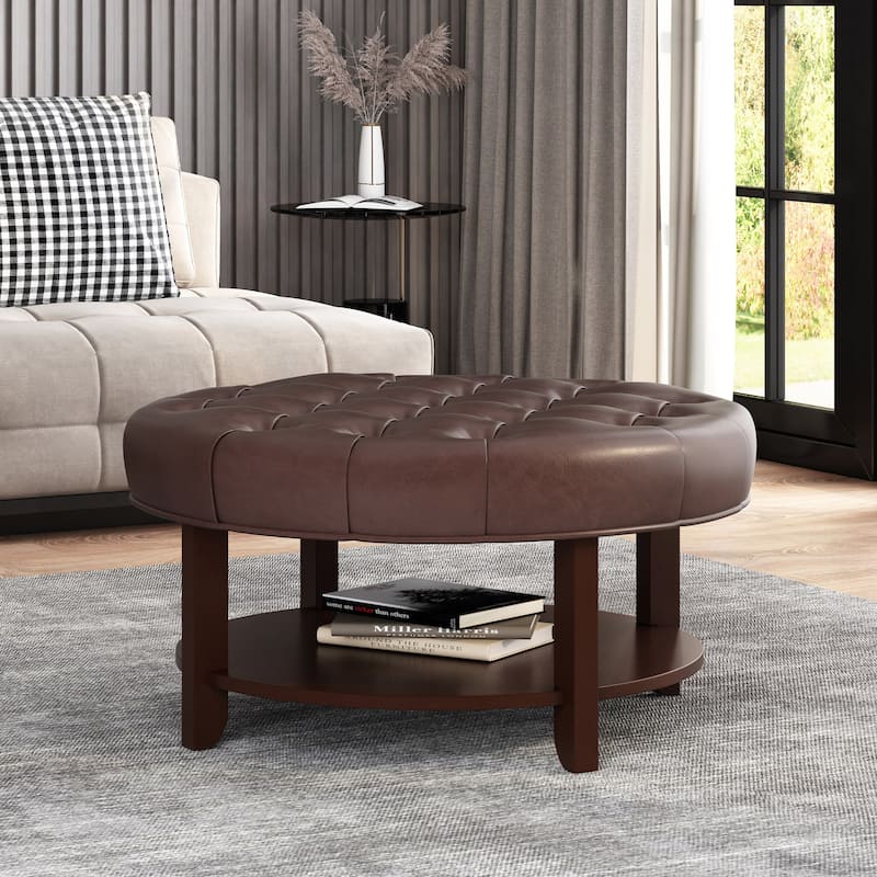 Round Ottoman - Dark Brown