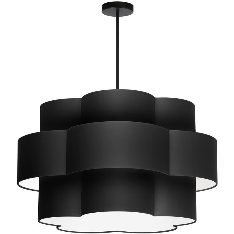 4 Light Chandelier Matte Black Shade Farmhouse Lighting Fixture - 16